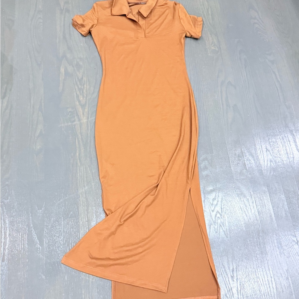 Women’s Polo Maxi Dress in Rust Orange